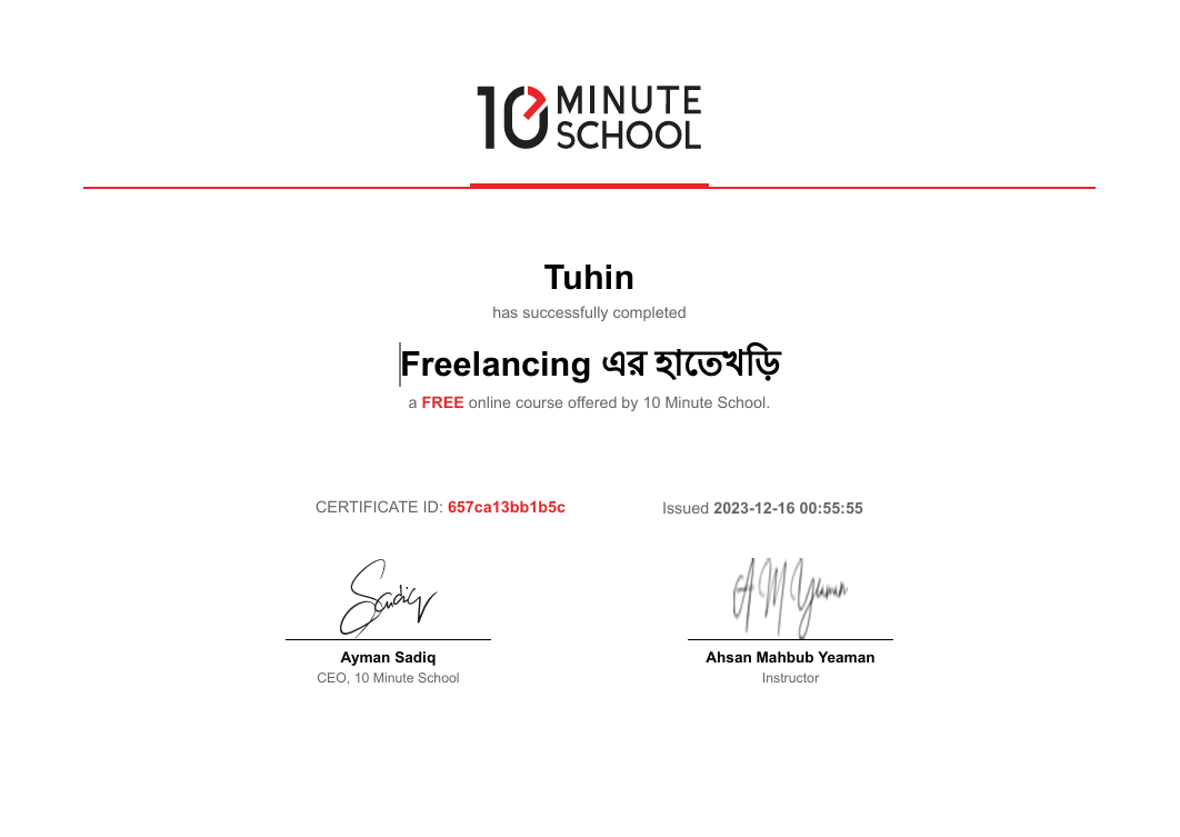 Mastering Freelancing Certificate - 10 Minute School
